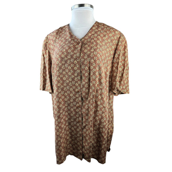 Vintage Elisabeth Liz Claiborne 100% Silk Print SS Top & Pants Set Plus Size 18 - Picture 16 of 16